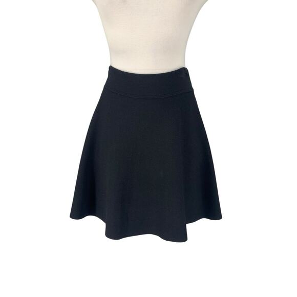 Theory Flared Mini Skirt Black Small Knit Stretch - Picture 1 of 8